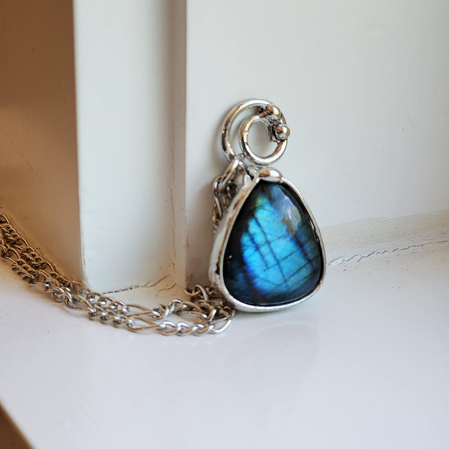 Beautifully Blue Labradorite Pendant Necklace, One of a Kind