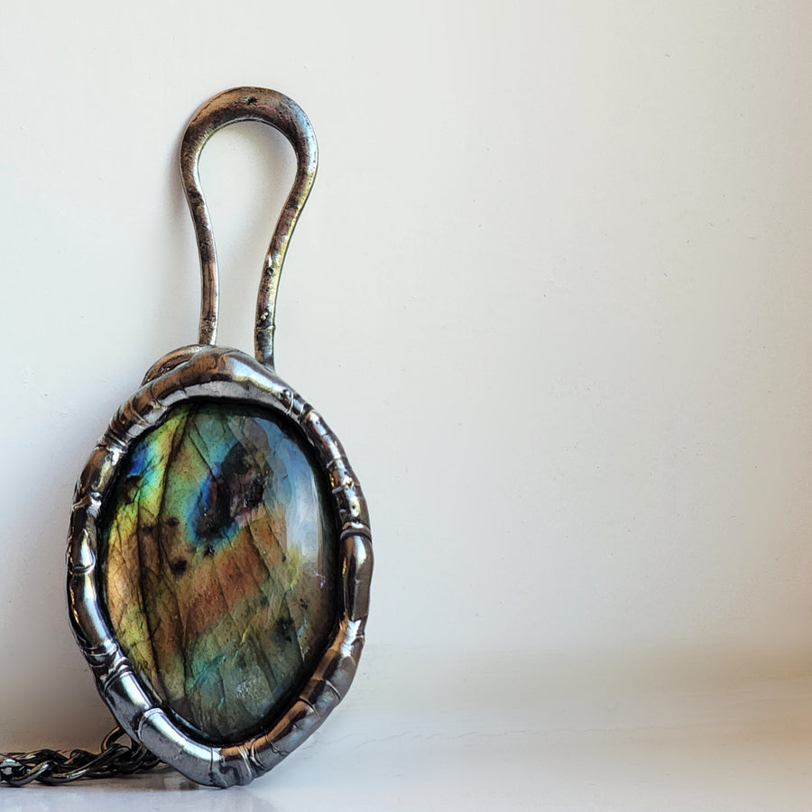 Chunky Labradorite Pendant Necklace, One of a Kind - SOLD