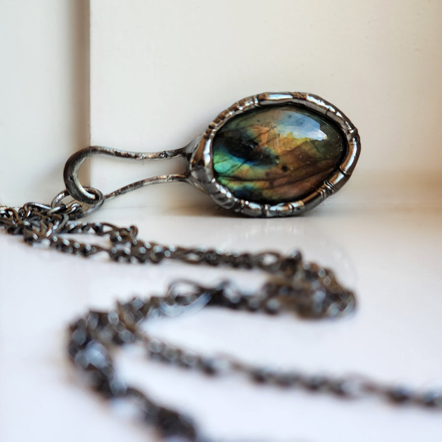 Chunky Labradorite Pendant Necklace, One of a Kind - SOLD