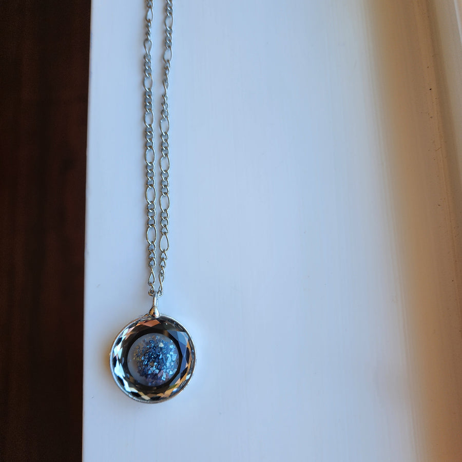 Faceted Glass Floating Pendant, German Glass Glitter