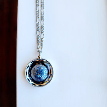 Faceted Glass Floating Pendant, German Glass Glitter