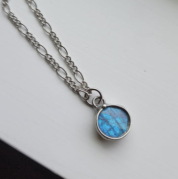 Simple, Sweet, Faceted Blue Labradorite Necklace