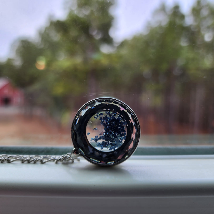 Faceted Glass Floating Pendant, German Glass Glitter