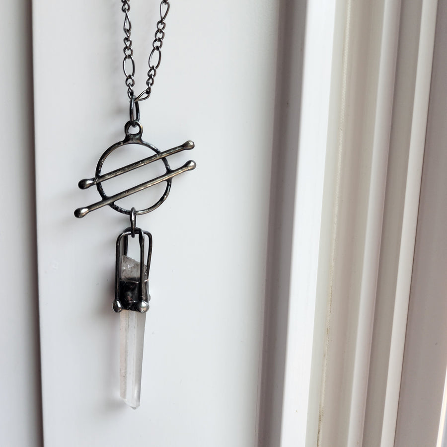 Caged Quartz Crystal, Extra Long Chain