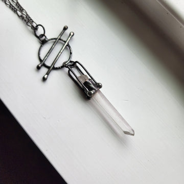 Caged Quartz Crystal, Extra Long Chain