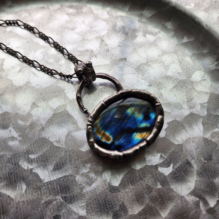 Large Flashy Labradorite Pendant Necklace