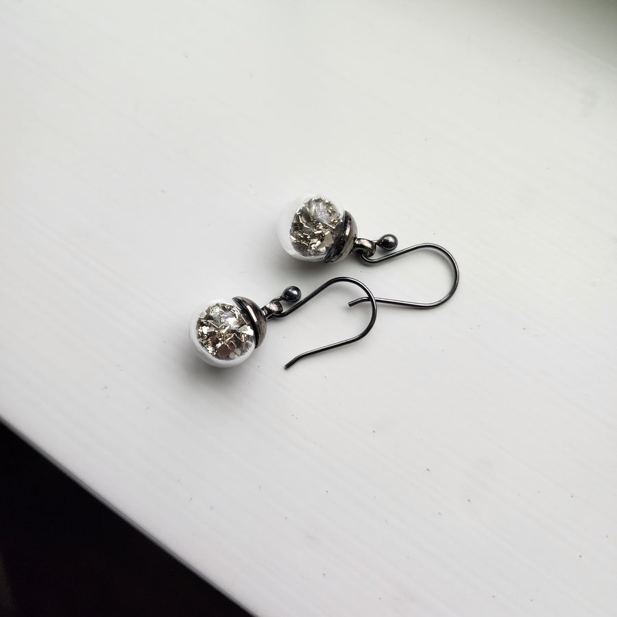 Disco Ball Earrings, Sterling Silver Ear Wires