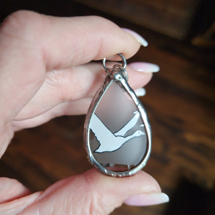 SOLD - Upcycled Grey Goose Vodka Bottle Pendant Necklace - SOLD