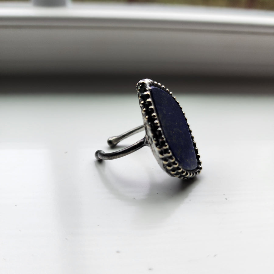 Handcrafted Lapis Lazuli Ring, Adjustable