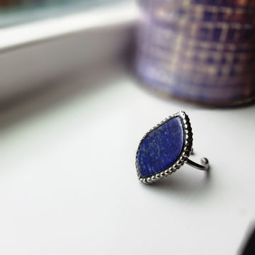 Handcrafted Lapis Lazuli Ring, Adjustable