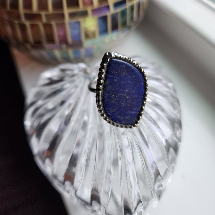 Handcrafted Lapis Lazuli Ring, Adjustable