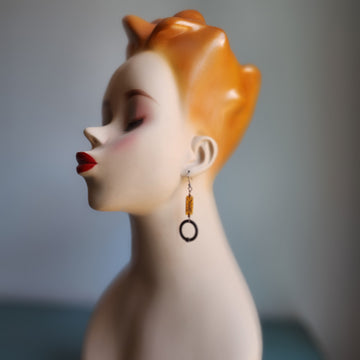 Long Handmade Amber Glass Earrings