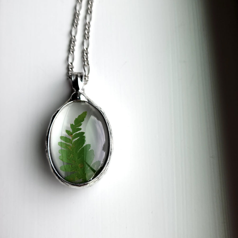 Real Fern Pendant Necklace, Woodland Core