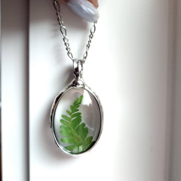 Real Fern Pendant Necklace, Woodland Core