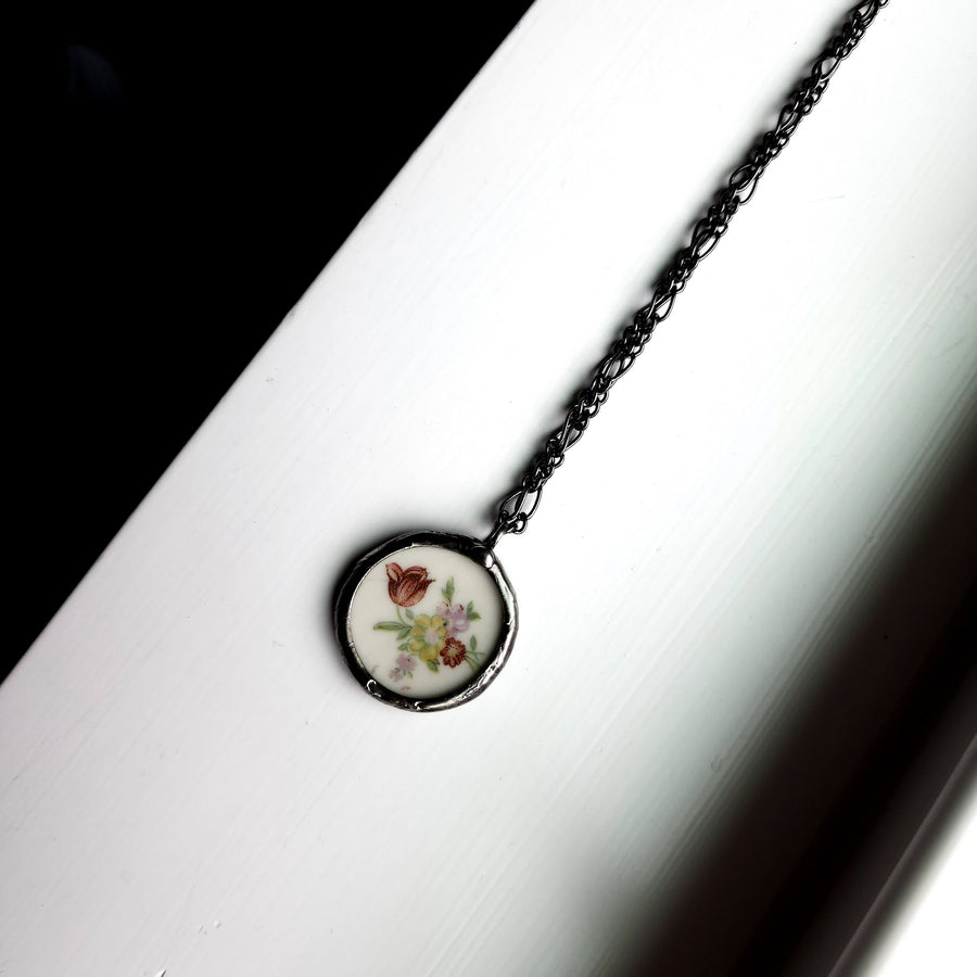 Recycled Broken China Plate, Now Pendant Necklace