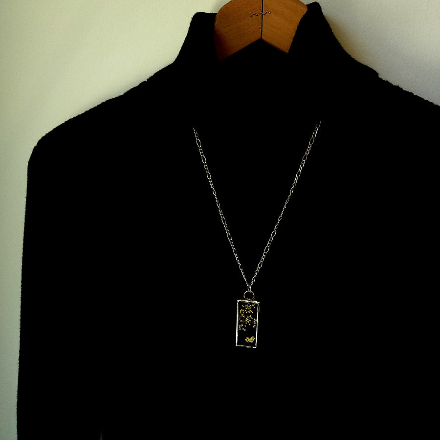 SOLD - Real Pressed Flower Jewelry, Blue Stained Glass