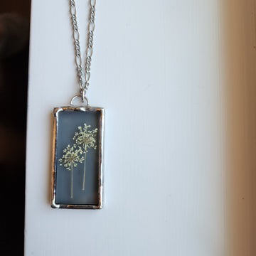 Real Pressed Flower Jewelry, Smokey Stained Glass