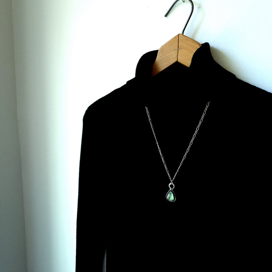 Labradorite Pendant Necklace, Pear Shape and Great Flash - SOLD