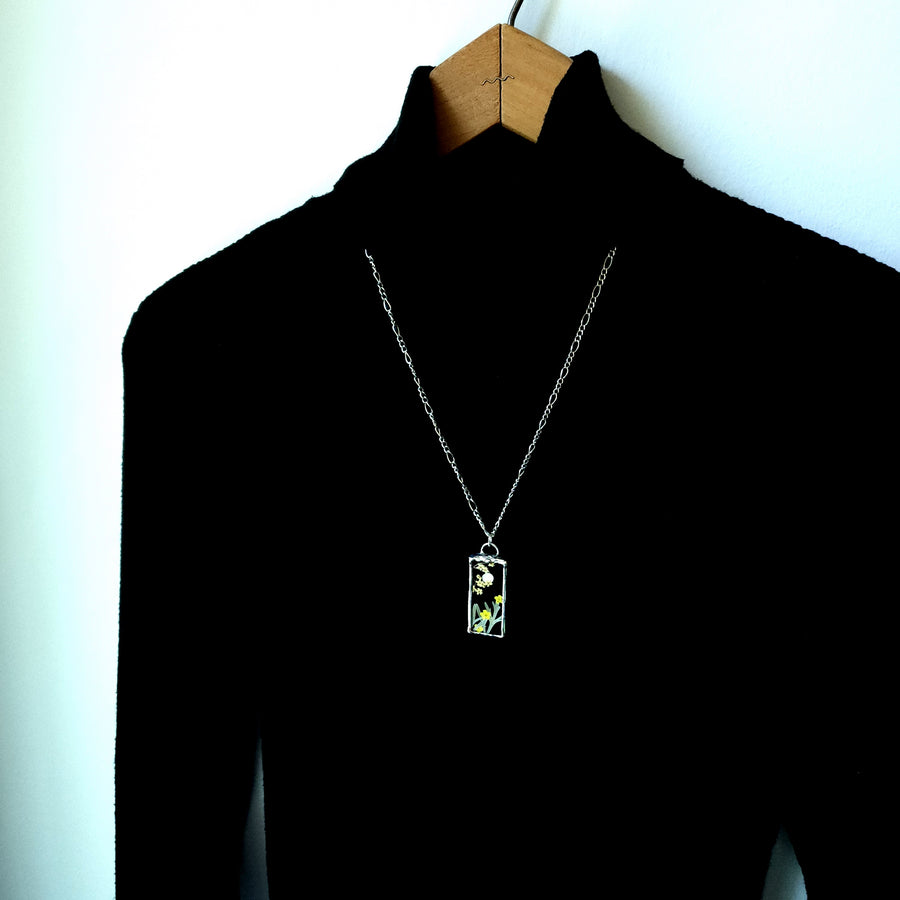 Real Pressed Flower Jewelry, Stained Glass, Full Moon Series C - SOLD