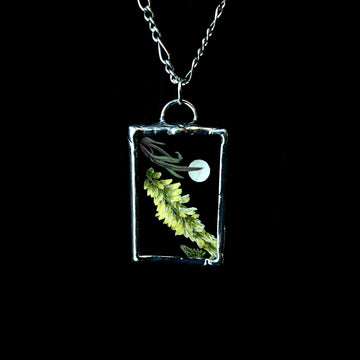 Real Pressed Flower Jewelry, Stained Glass, Full Moon Series D