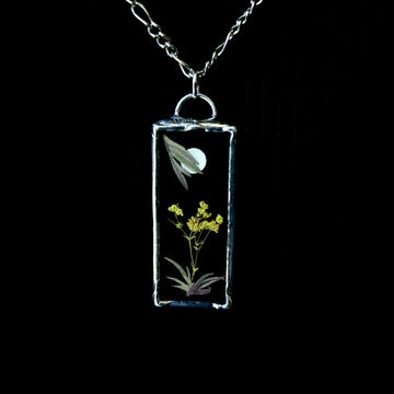 Real Pressed Flower Jewelry, Stained Glass, Full Moon Series B - SOLD