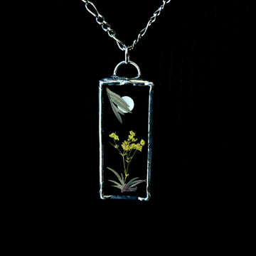 Real Pressed Flower Jewelry, Stained Glass, Full Moon Series B
