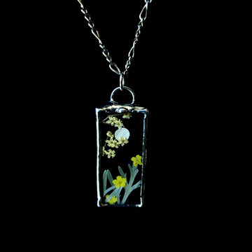 Real Pressed Flower Jewelry, Stained Glass, Full Moon Series C - SOLD