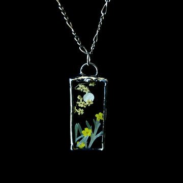 Real Pressed Flower Jewelry, Stained Glass, Full Moon Series C