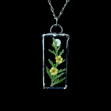 Real Pressed Flower Jewelry, Stained Glass, Full Moon Series A - SOLD
