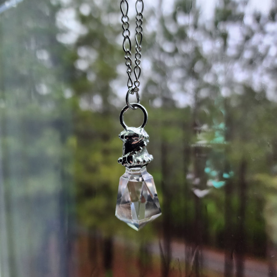 Vintage Perfume Stopper Pendant Necklace, Faceted Glass - SOLD