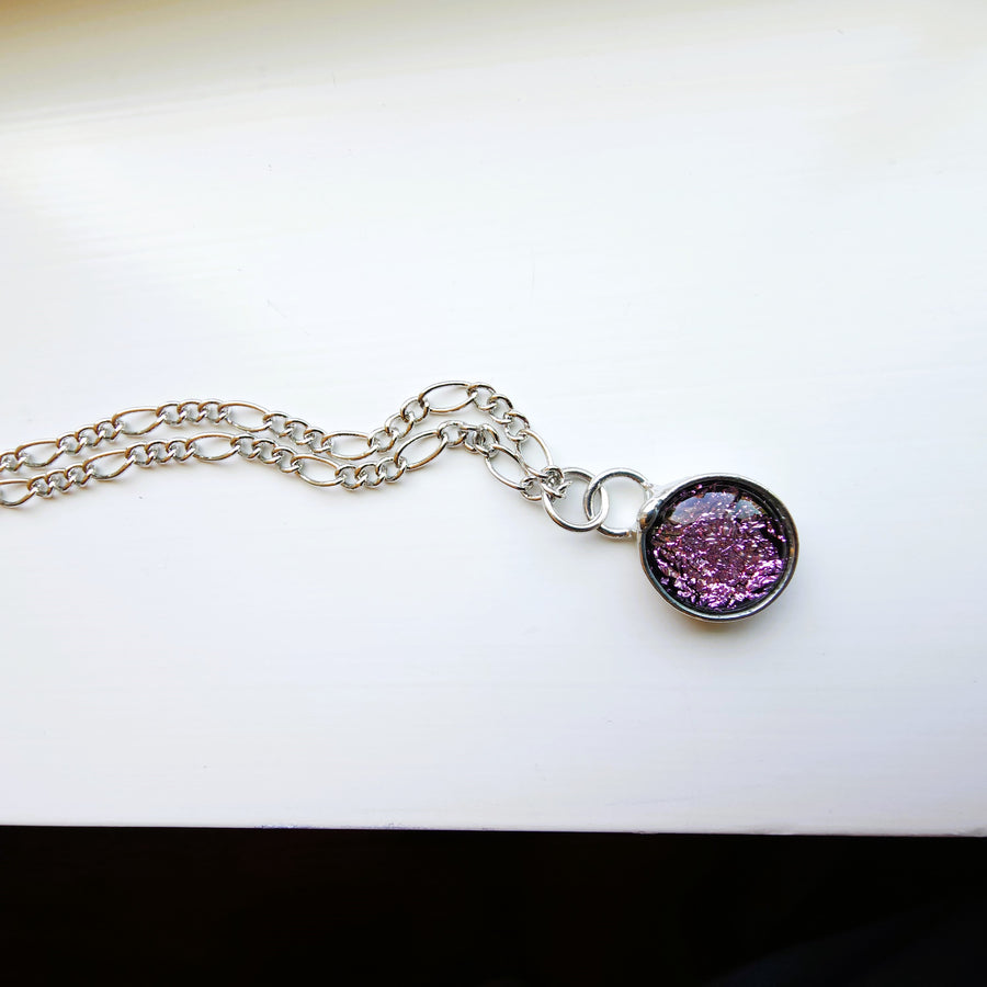 Small Fused Glass Pendant, Pink or Purple, You Decide - SOLD
