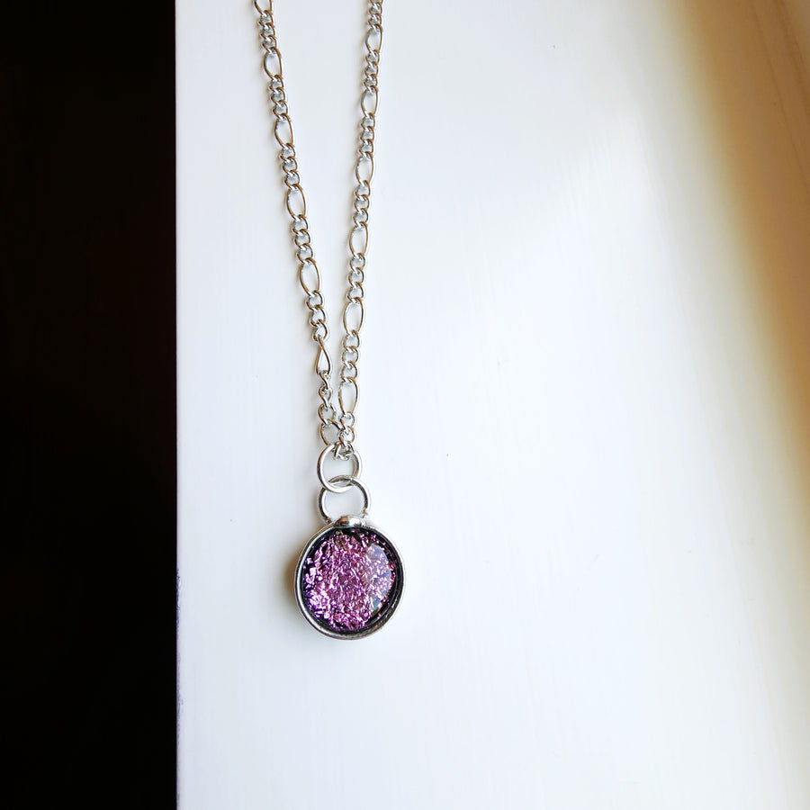Small Fused Glass Pendant, Pink or Purple, You Decide - SOLD