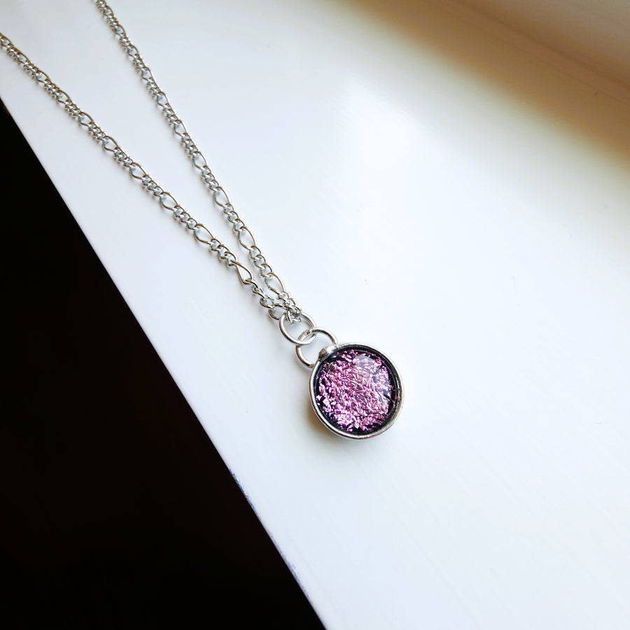 Small Fused Glass Pendant, Pink or Purple, You Decide - SOLD