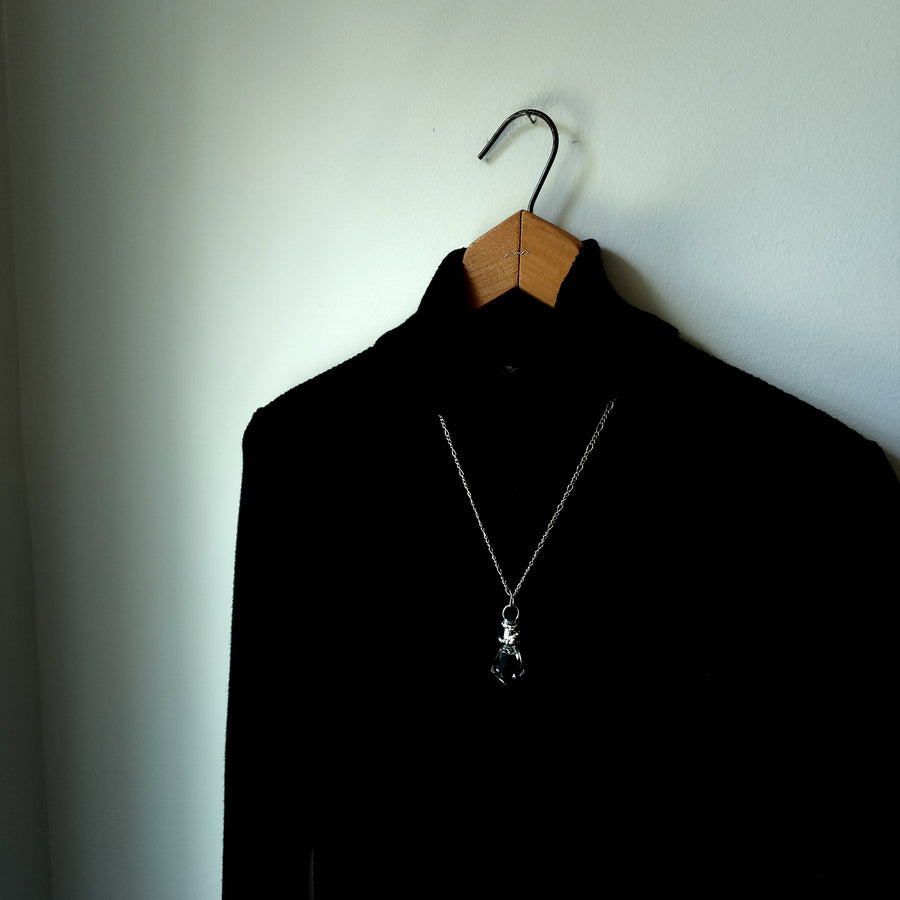 Vintage Perfume Stopper Pendant Necklace, Faceted Glass - SOLD