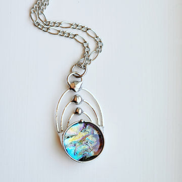 Stunning Glass Pendant, Multicolored Fused Glass Jewelry
