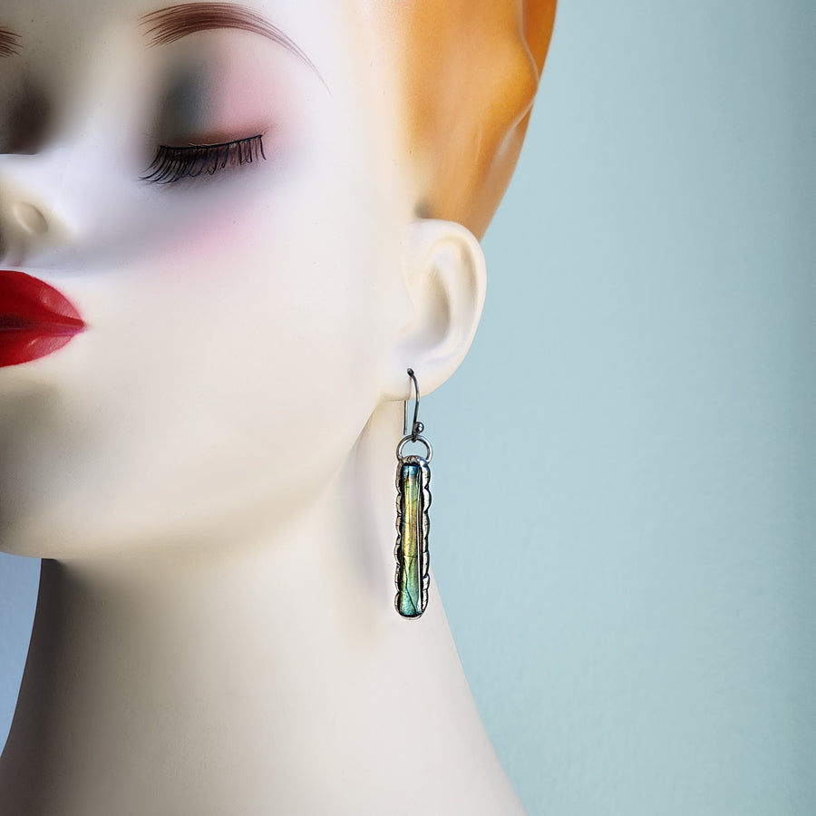 Labradorite Bar Earrings, Guild Jewelry