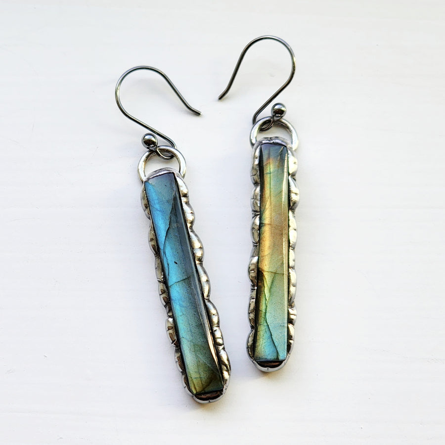 Labradorite Bar Earrings, Guild Jewelry