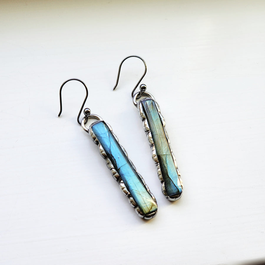 Labradorite Bar Earrings, Guild Jewelry