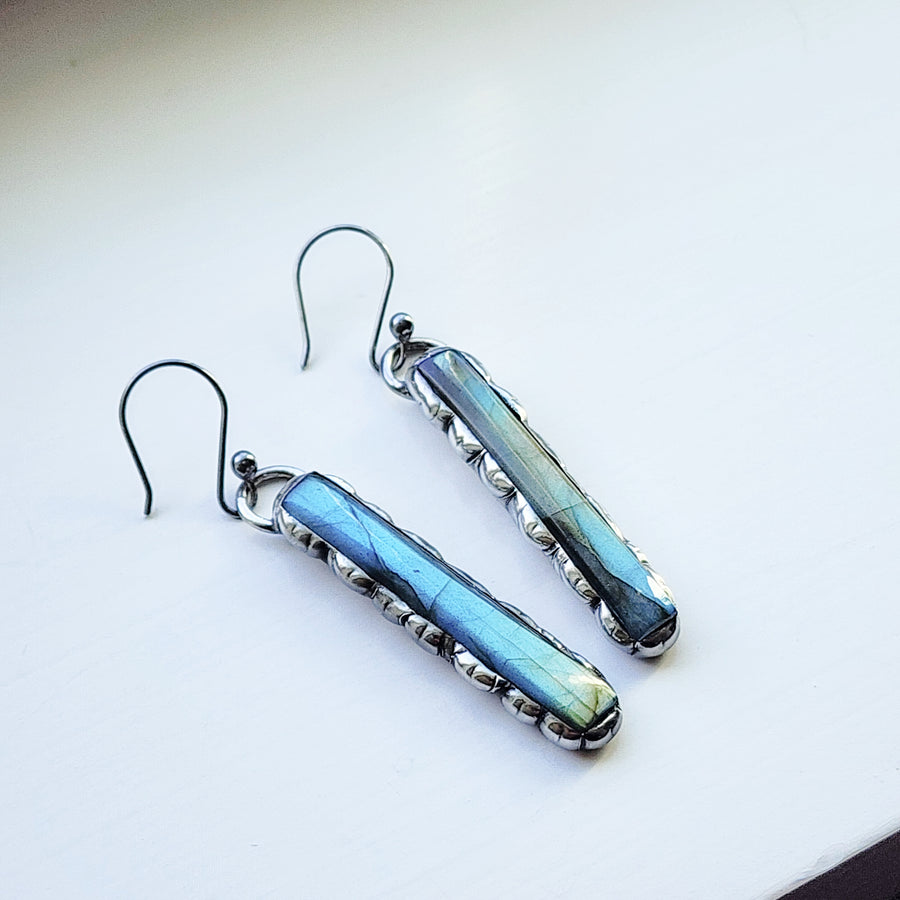 Labradorite Bar Earrings, Guild Jewelry