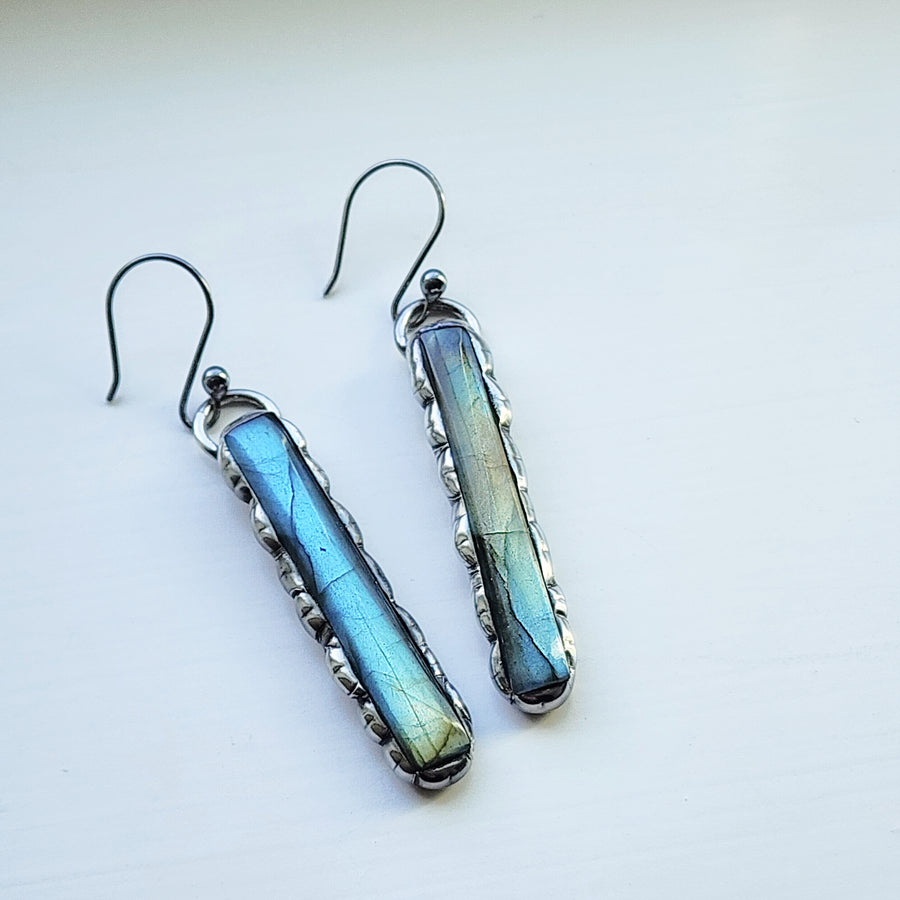 Labradorite Bar Earrings, Guild Jewelry