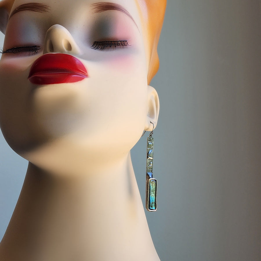 Artisan Made, Long Labradorite Bar Earrings - SOLD