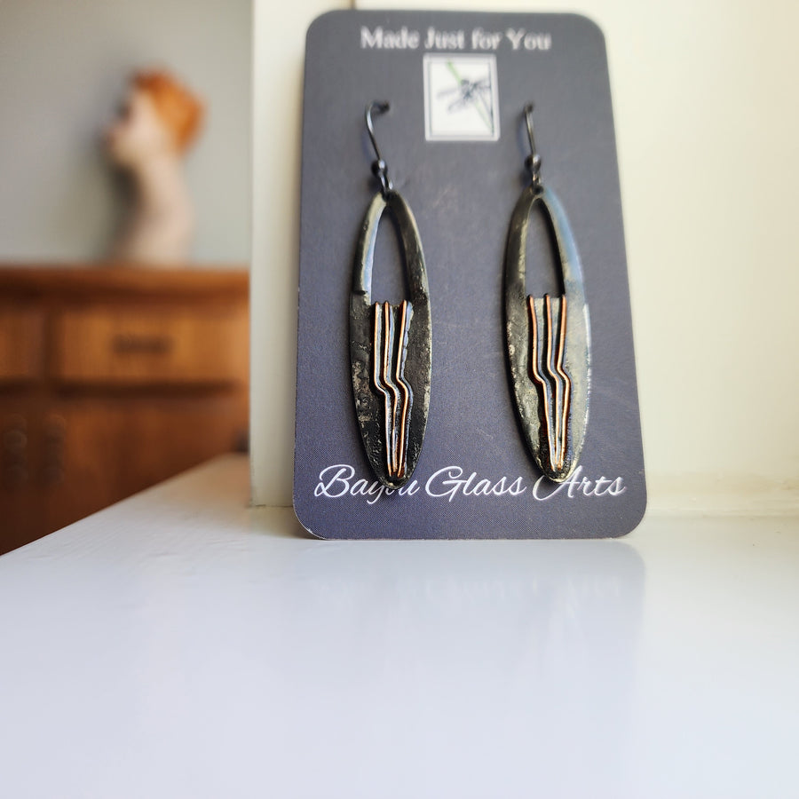 Mixed Metal Oval Earrings, Handmade Jewelry