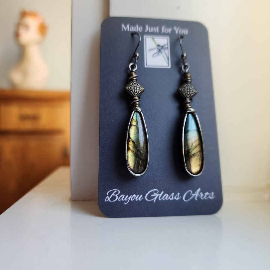 Labradorite Earrings, Artisan Made Jewelry