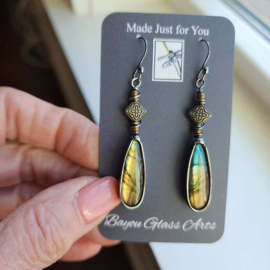 Labradorite Earrings, Artisan Made Jewelry - SOLD