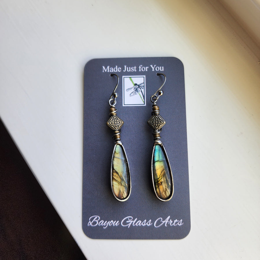 Labradorite Earrings, Artisan Made Jewelry