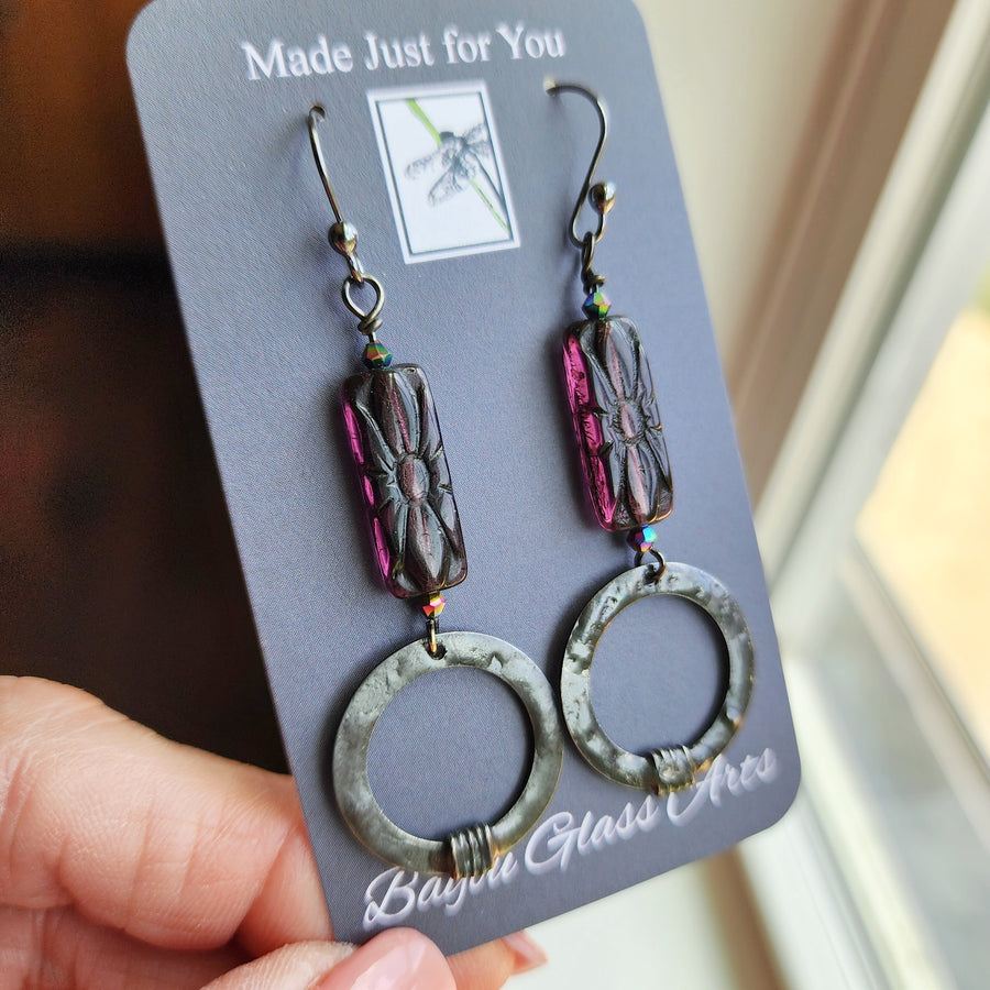 Handmade Boho Purple Beaded Earrings
