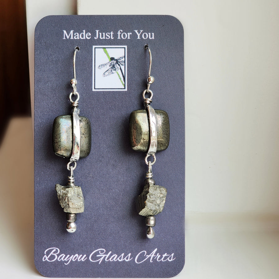 Handmade Gemstone Earrings, Pyrite Earrings