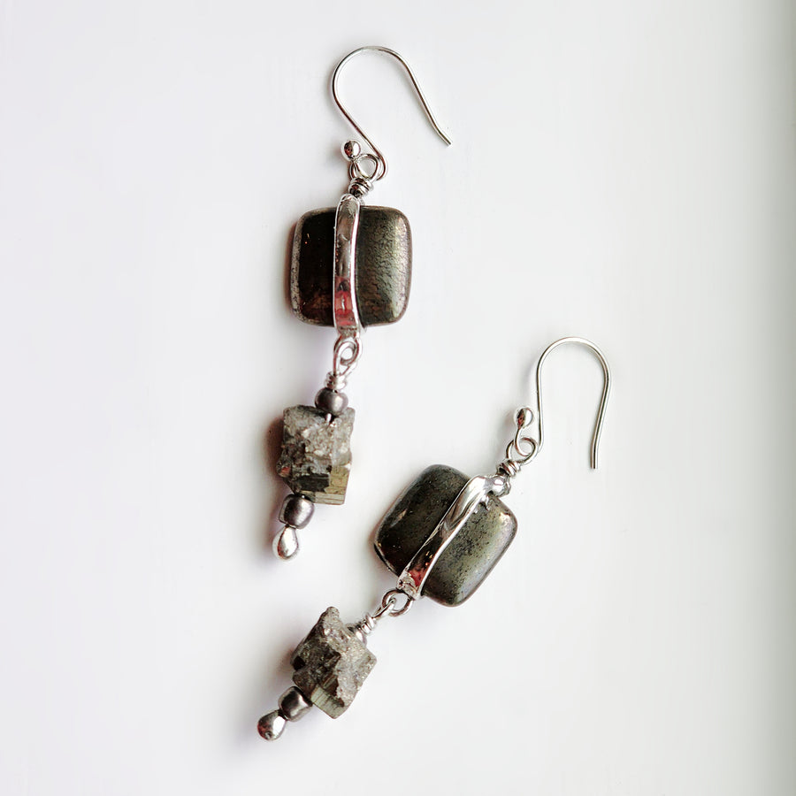 Handmade Gemstone Earrings, Pyrite Earrings