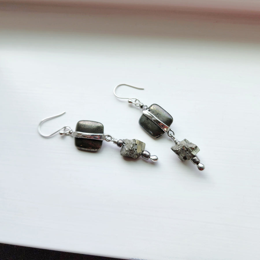 Handmade Gemstone Earrings, Pyrite Earrings