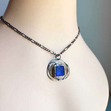 Blue Labradorite Pendant Necklace, Artisan Made Jewelry